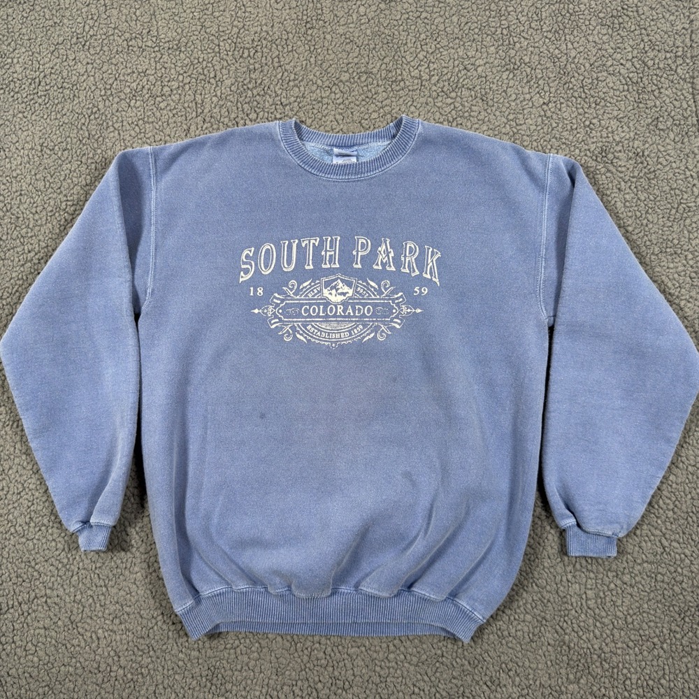 Vintage South Park Colorado Crewneck Sweatshirt Mens Medium Blue Faded Gildan